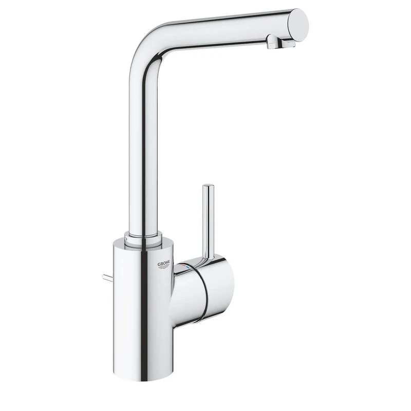 GROHE Concetto Single Lever Basin Mixer, L-Size, Swivel Spout, Pop-Up Waste Set. Water-Saving Tap in Chrome Finish. 23739002