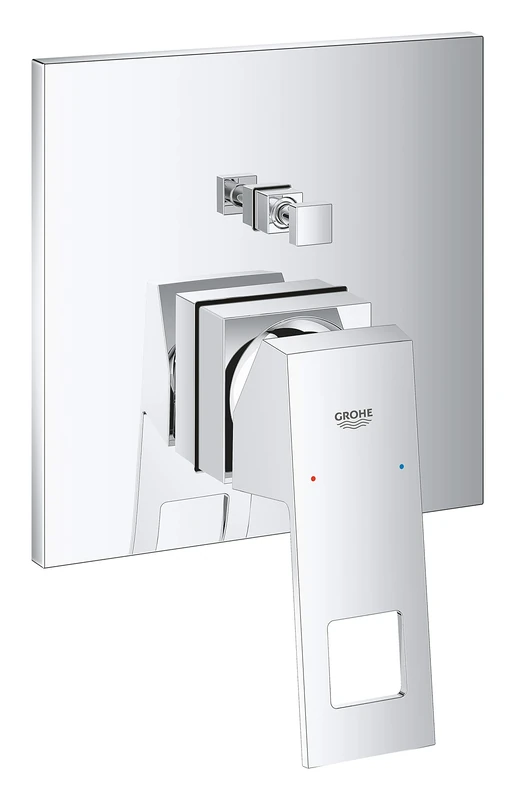 GROHE Eurocube Single-Lever Shower/Bath Mixer Trim Set, 2-Way Diverter, Concealed Installation, Chrome, 24062000
