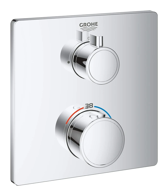 GROHE Grohtherm Thermostatic Shower Mixer Trim Set, Concealed Installation, Chrome, 24078000