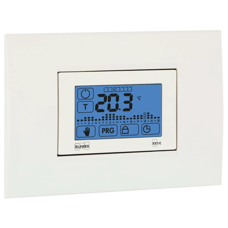 ELEWEX VE770100 EX.1C Built-in Electronic Thermostat, Touch Screen Display, Weekly Programming, Battery Powered, White and Charcoal Grey