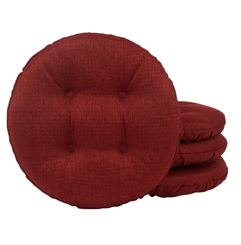 Klear Vu Omega Gripper Non-Slip Tufted Round Barstool Cushion for Dining Rooms, Cafes, Bars and Restaurants, 14”, 4 Count (Pack of 1), Flame Red