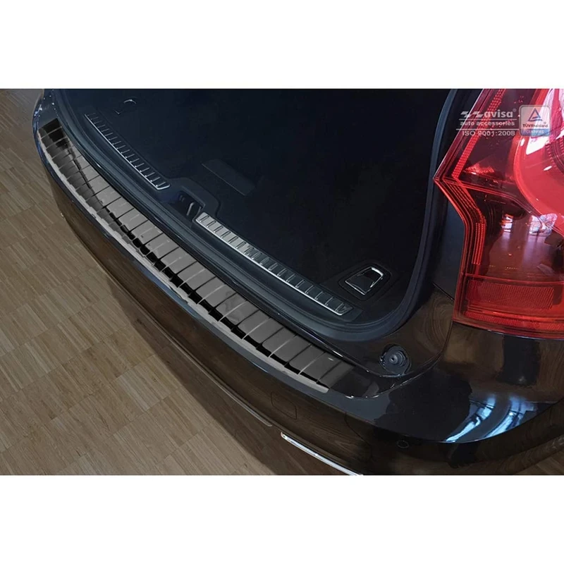 Avisa 2/51017 Black Mirror Stainless Steel Rear Bumper Protector Volvo V90 9/2016-'Ribs', Chrome