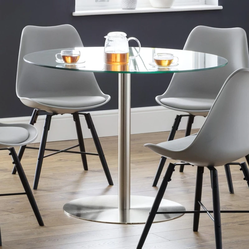 Julian Bowen Milan Dining Table, Steel/Glass