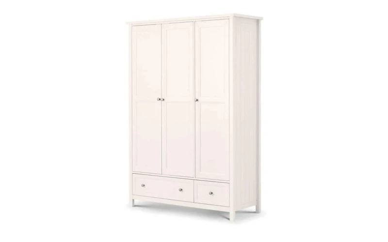 Julian Bowen Surf White Wood Maine 3 Door Combination Wardrobe