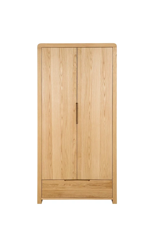 Julian Bowen Curve 2 Door 1 Drawer Wardrobe - Oak Wardrobes