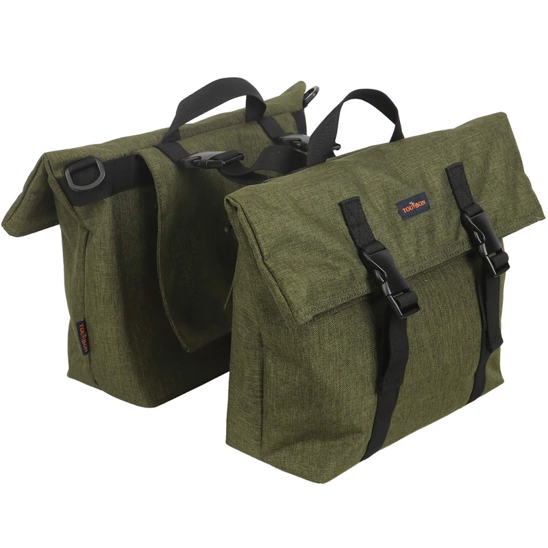 TOURBON Nylon Double Pannier Shoulder Bags Bicycle Rear Rack Trunk Motorcycle Tail Seat Bag