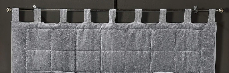 LINDER Firenze Headboard with Loops, (1) 27pourcentcoton 18pourcentlin 55% Polyester (3) 100% Polyester, Grey, 160 x 70 cm