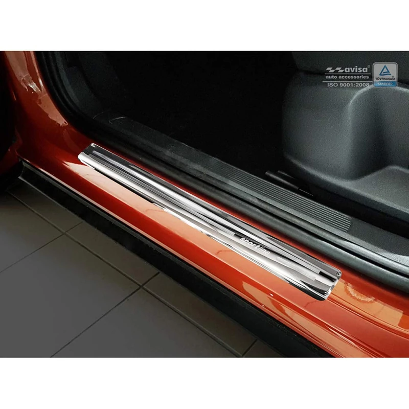 Avisa Inox door sill protectors compatible with Volkswagen T-Roc 2017-2022 & Facelift 2022- - 'Sportline' - 4-pieces
