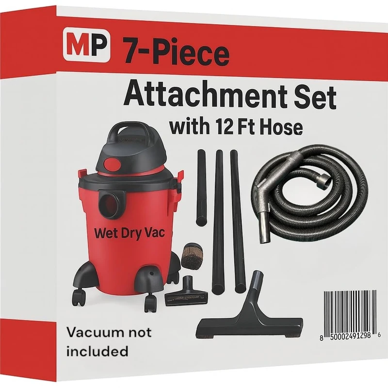 Maresh Products Shop-Vac Style Vacuum Cleaner Crushproof Industrial Style Hose with Tool Set. Has 2 1/2" Coupling for The Tank of The Vacuum and use The Standard 1 1/4" Hose attachments.