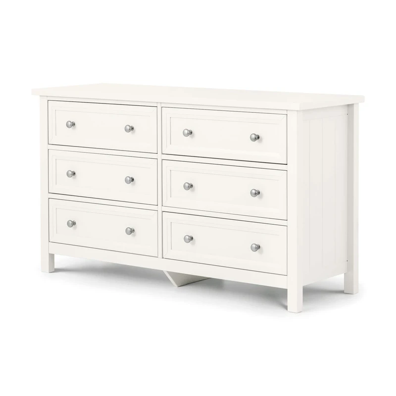 Julian Bowen Maine 6 Drawer Wide Chest, Surf White