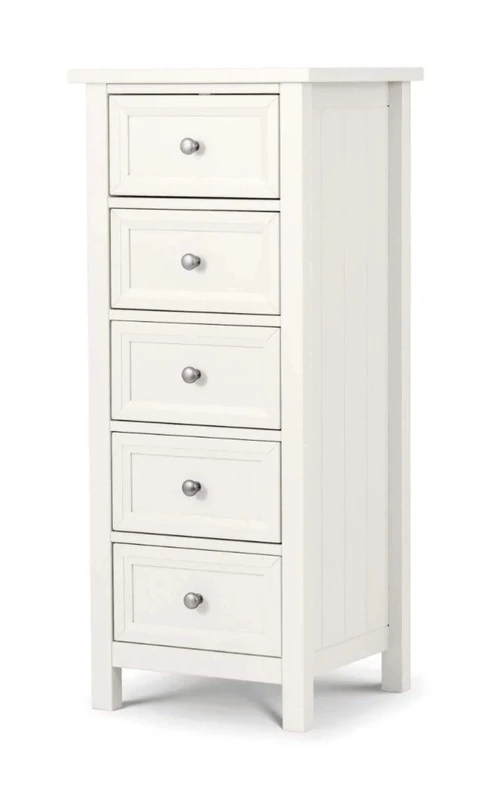 Julian Bowen Maine 5 Drawer Tall Chest - Surf White Chests