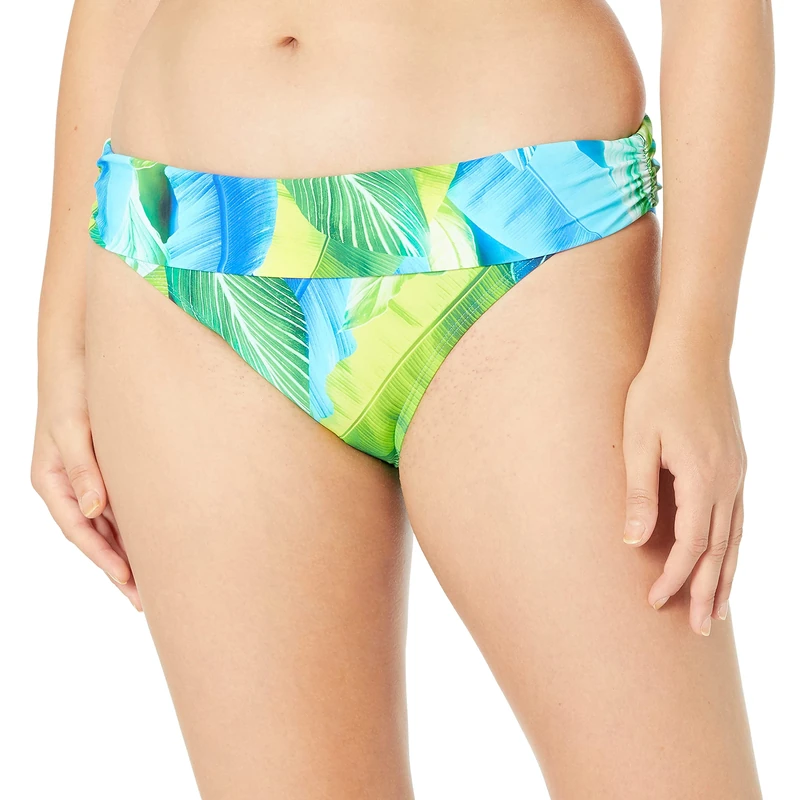 La Blanca Women's Shirred Band Hipster Bikini Swimsuit Bottom, Blue//Tropic of The Day, 4