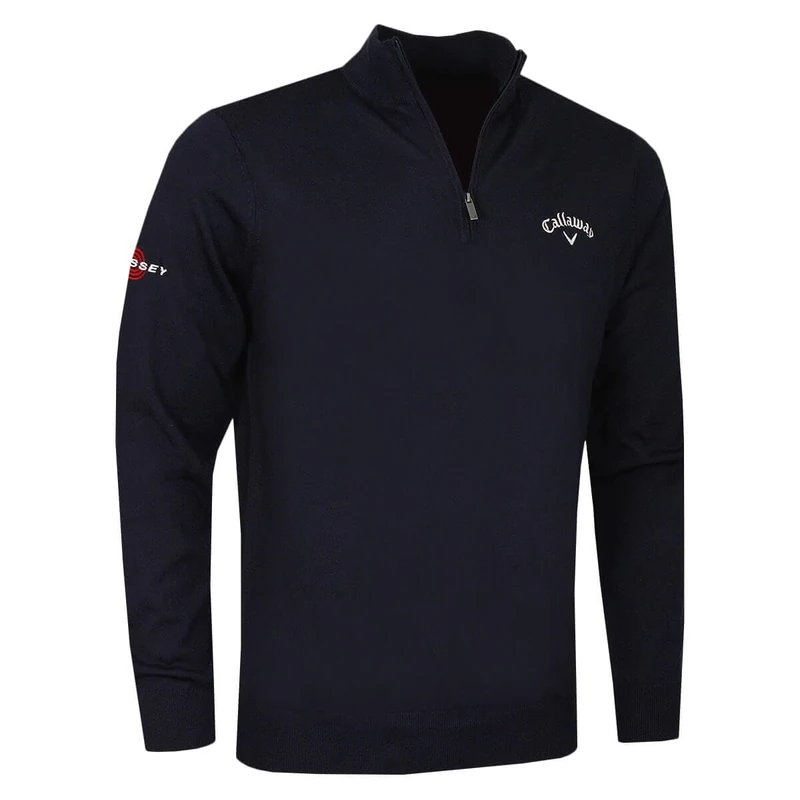 Callaway - Golf Tops for Men, Long Sleeve Thermal Sweater, with 1/4 Zip, Merino Wool Blend (Navy Blue)