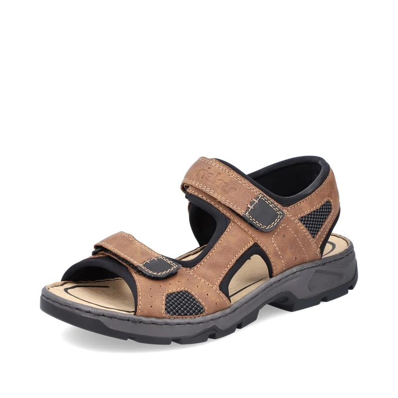 Rieker Men Sandals 26156, Men´s Strappy Sandals,Summer Shoe,Summer Sandal,Comfortable,Flat,Brown (Braun Kombi / 25),43 EU / 9 UK