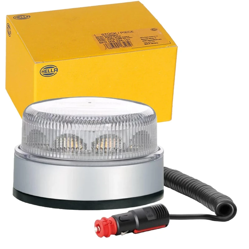 HELLA 2XD 012 980-021 LED-Strobe-type Beacon - K-LED Blizzard - 12/24V - Yellow - mounting/Magnet Mount - Cable: 600mm - Plug: DIN ISO 4165