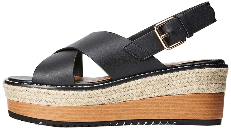 FIND Crossover Leather Platform, Women’s Open Toe Sandals, Black (Black Black), 5 UK (38 EU) - Image 1