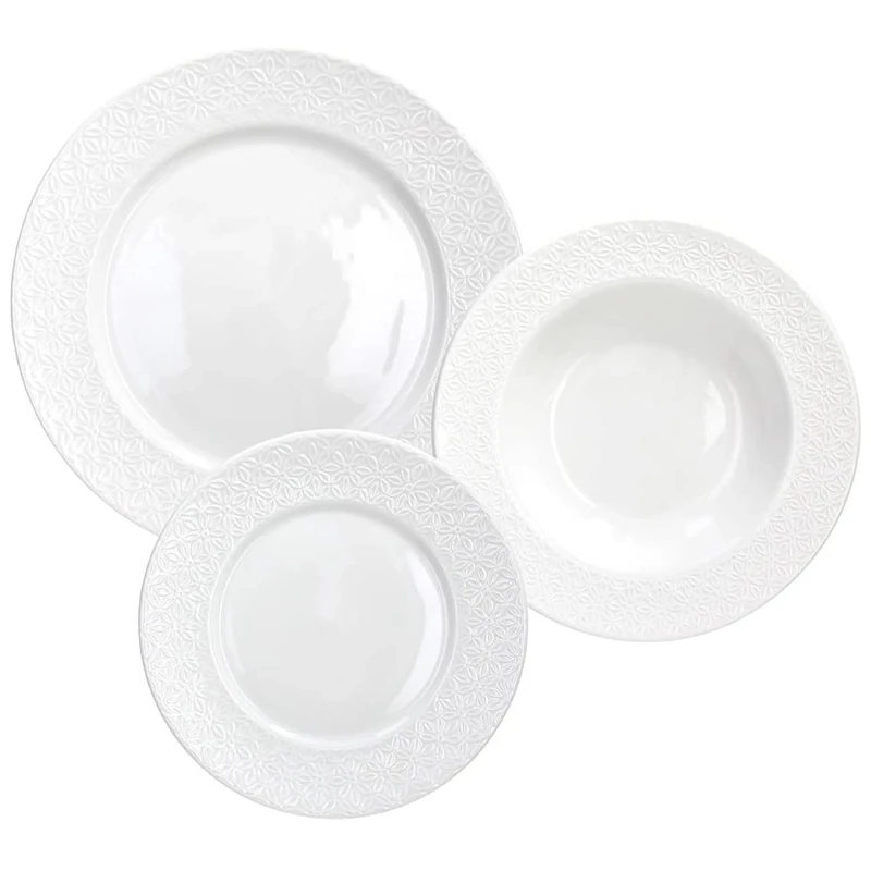 Tognana Margaret Dinner Set for 6 People, 18 Pieces, Porcelain, White