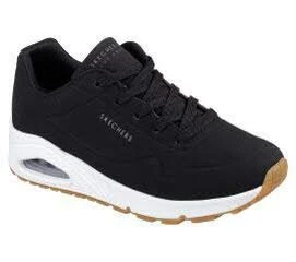 Skechers Women's Uno Stand On Air Trainers, Black Durabuck Mesh, 3.5 UK