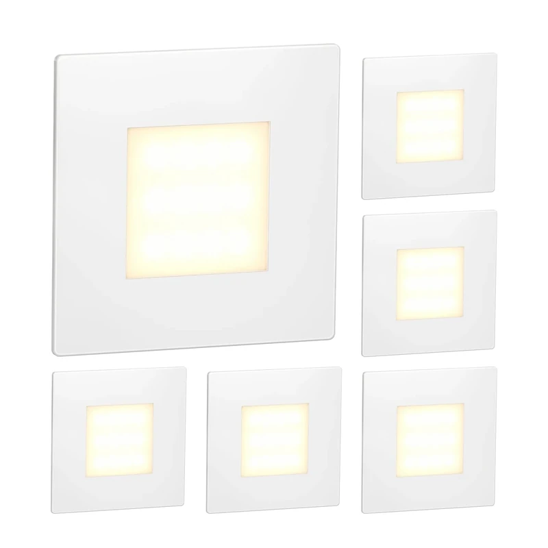 ledscom.de 6 LED Staircase Light/recessed wall Light FEX for Indoors and Outdoors, Angular, 85 x 85mm, Warm White