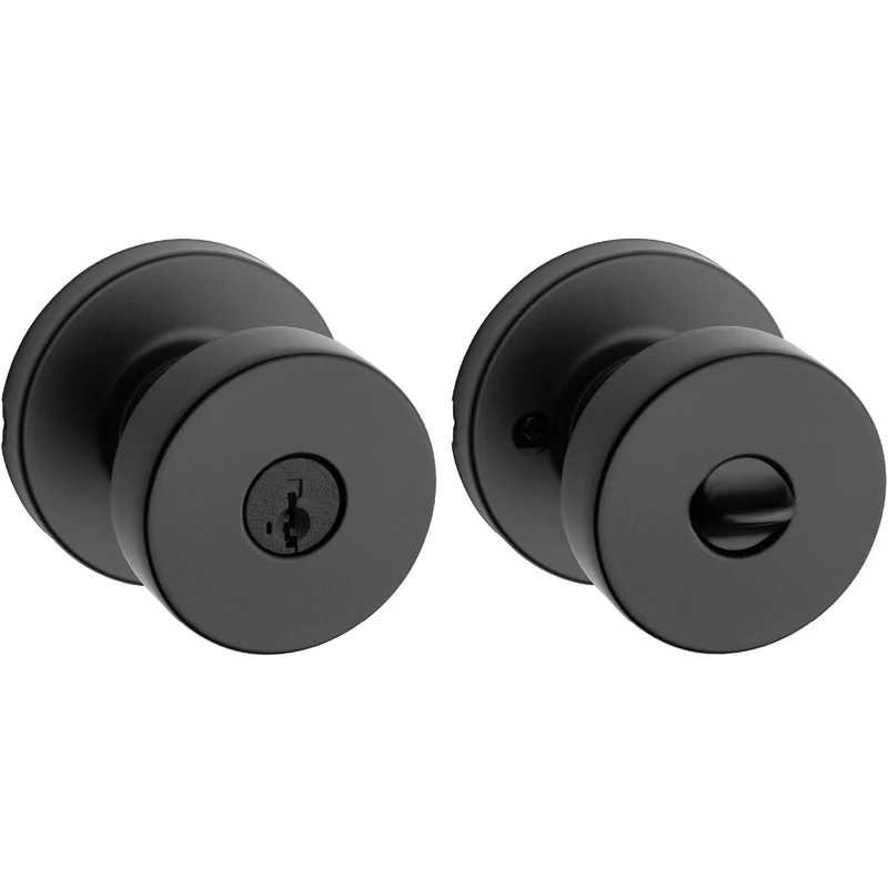 Kwikset 97402-895 Pismo Door Knob, Matte Black, Round Rose