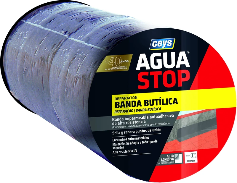 AGUA Stop Banda BUTILICA IMPERMEABLE CEYS (30 cm X 10 M, GRIS)