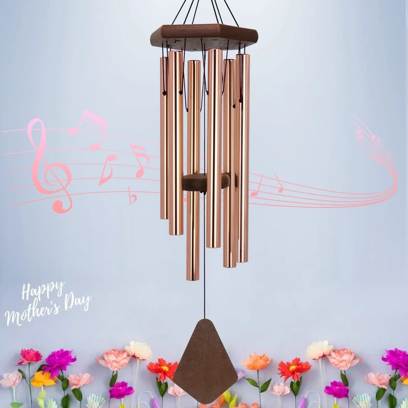 ASTARIN Commemorative Wind Chimes for Outdoor, Deep Tone, Personalized Sympathy Chimes with 6 Tuned Tubes, Elegant Wind Chime for Garden, Patio, Balcony and Home, Gold