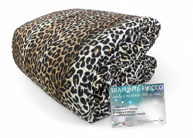 tex family Leopard Print Quilt - Made in Italy - Double Bed - Image 1