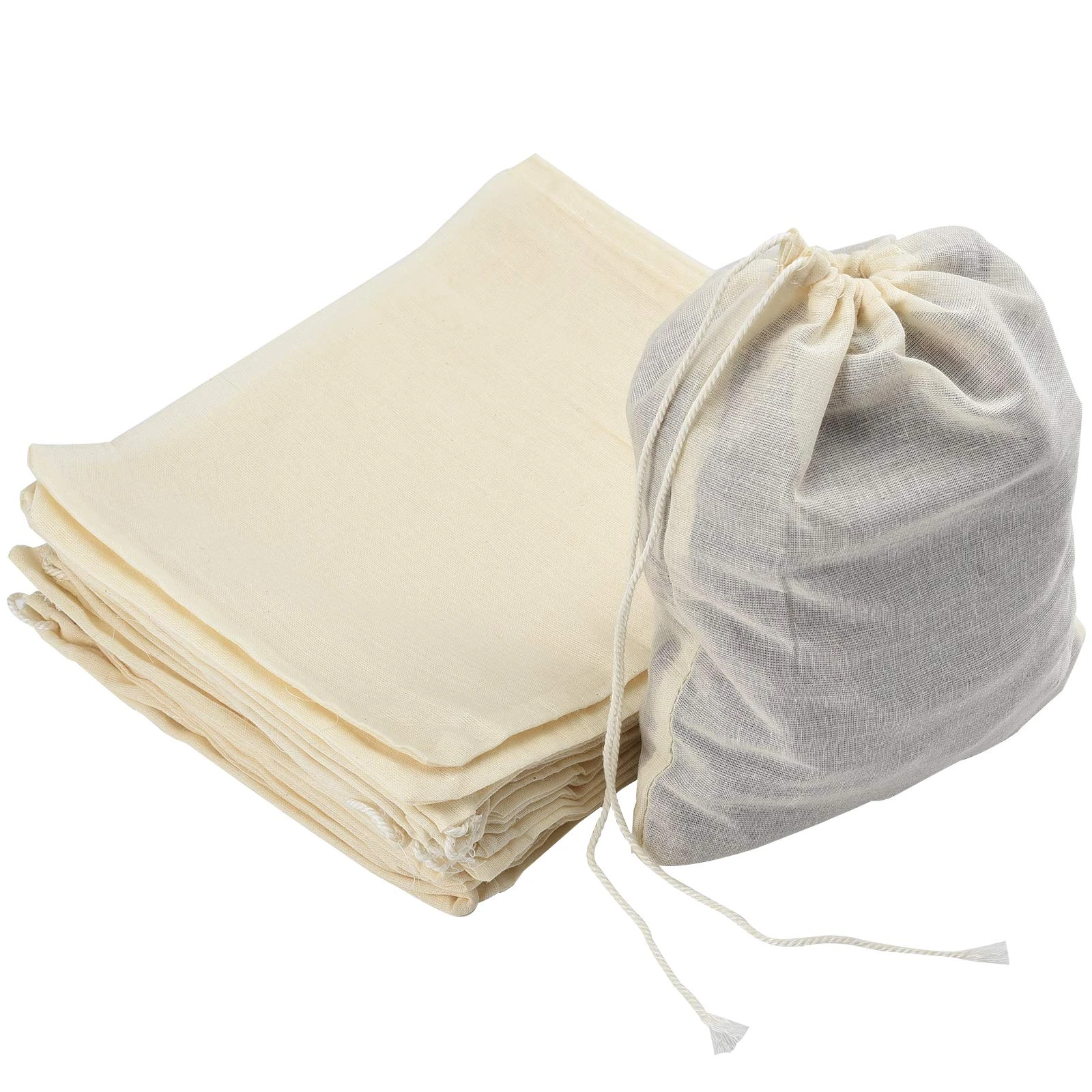 Irich 30 Pack Cotton Muslin Bags, Reusable Mesh Bags with Drawstring - 100% Organic Muslin Bags for Store Spices, Crafts, Soap or Slag Filtration, Soaking Medicinal Liquor (15 * 20 cm)