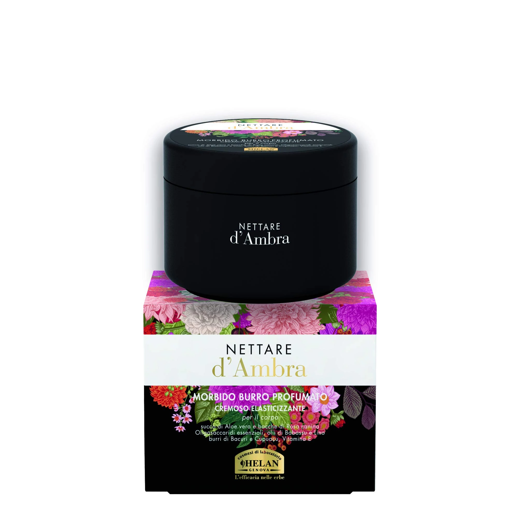 Helan, Amber Nectar, Scented Body Butter, Moisturising Cream for Dry Skin, with Aloe Vera Juice and Rose Berry, Babassu and Linseed Oil and Vitamin E, 200 ml