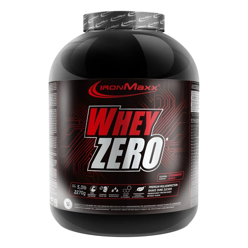 Whey ZERO Whey Protein Powder 2750g Strawberry – Sugar-free high protein shake with 82% protein contains all 8 essential amino acids