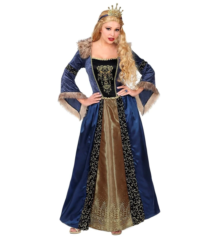 WIDMANN 07131 Adults Womens Medieval Queen Costume. Includes dress with crinoline underskirt and crown. Renaissance, Fancy Dress, Outfit, World Book Day, Halloween, Carnival