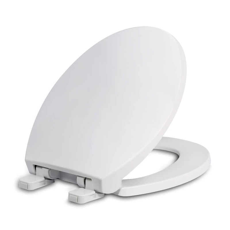 Round Toilet Seat with Lid, Slow Close Seat and Cover, Including Two Sets of Parts, Fit All Standard Round Toilet, Quiet Close, Plastic, White - Image 1