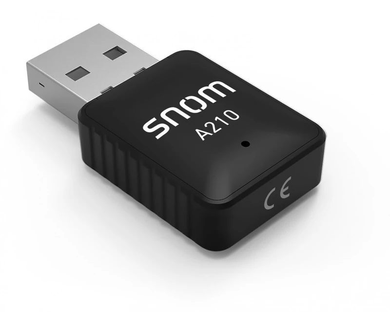 Snom A210 USB WiFi Dongle to Convert Your Snom Desktop Phone from Wired, LAN, to Wireless, WiFi, Simply plugged into The USB Port of Phone and configured on The Phone, 00004384 , Black