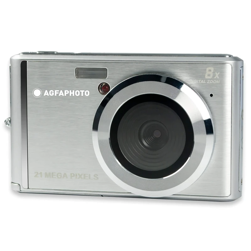 AGFA PHOTO Realishot DC5200 - Appareil Photo Numérique Compact, CMOS 21MP, Écran LCD 2,4", Zoom Digital 8x, Vidéo HD 720p, Batterie Lithium, Cartes SD, Modes Scène - Silver
