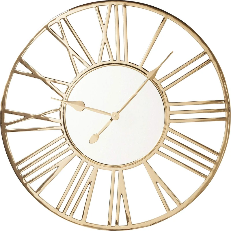 Kare Design Wall Clock Giant, Gold, Steel, Ø80cm, Analogue, Home Decor, Large Wall Clock for Living Room, Hallway, Bedroom, Battery Operated