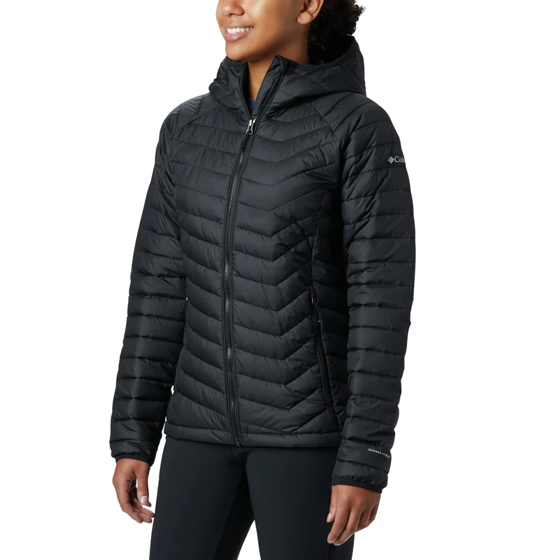Columbia Women's Powder Lite Hooded Jacket, Hooded Puffer Jacket, Black, Size XS