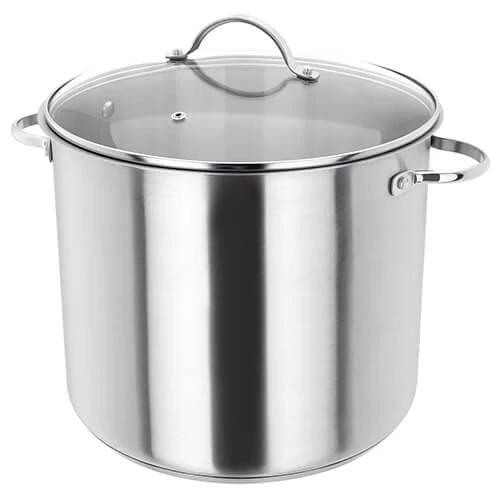 Judge Stainless Steel Stockpot with Glass Lid, Hollow Handles, 28cm, 13L Induction Ready, Oven Safe, Dishwasher Safe