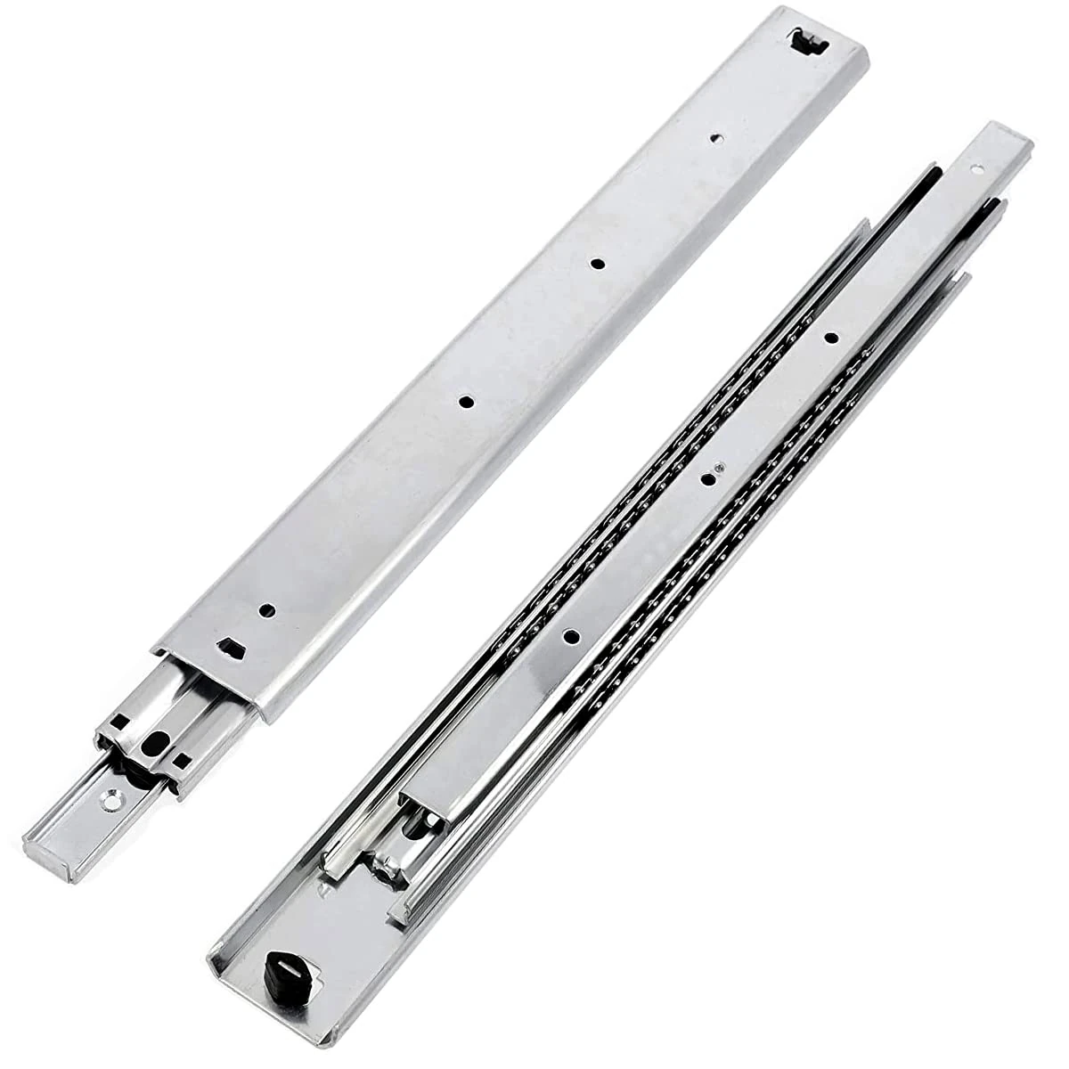 GTV H53 Drawer Runners Full Extension Drawer Slides 53.9 x 700 mm 2 mm Thick Galvanised Steel Roller Extension Telescopic Rail Ball Guide Rail System Maximum Load 100 kg 1 Set = 2 Pieces