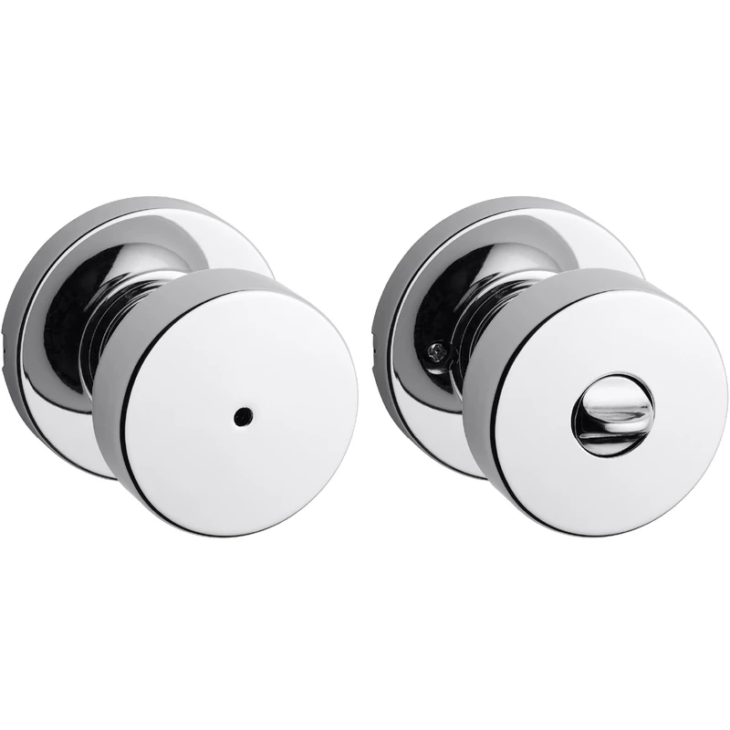 Kwikset Pismo Privacy Locking Door Knob, Interior Handle with Keyless Lock for Bedroom and Bathroom Doors, with Round Rose in Polished Chrome
