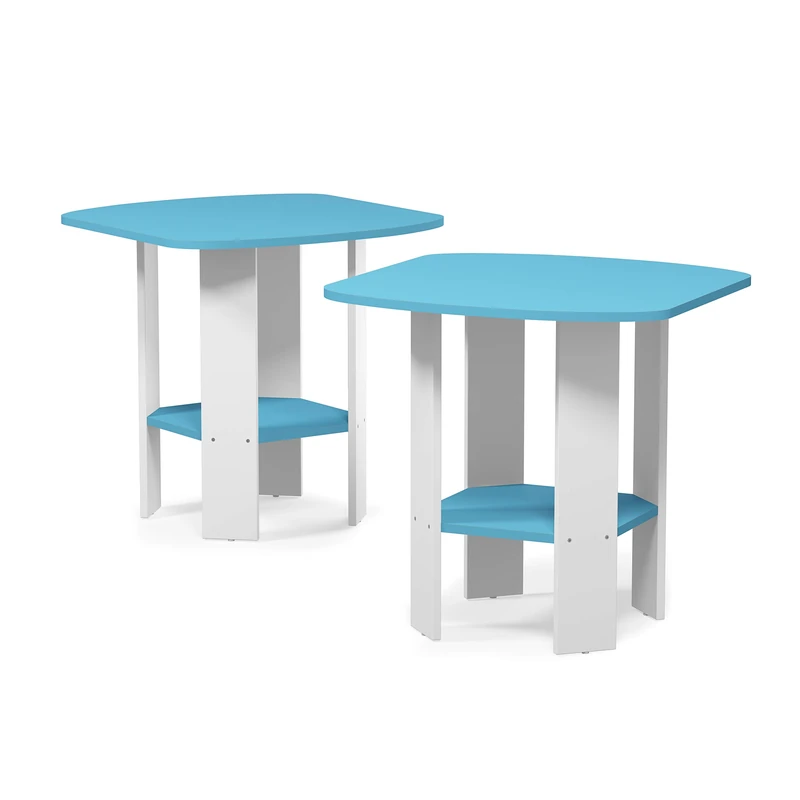 Furinno SIMPLE DESIGN Side Table Set of 2, 2-Tier End Table, Open Shelves Night Stand, Bedside Table, for Living Room, Bedroom, Light Blue - Image 1
