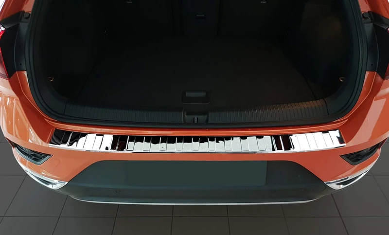 Avisa Chrome Stainless Steel Rear Bumper Protector Compatible with Volkswagen T-Roc 2017-2022 & Facelift 2022- Includes Convertible - 'Ribs'