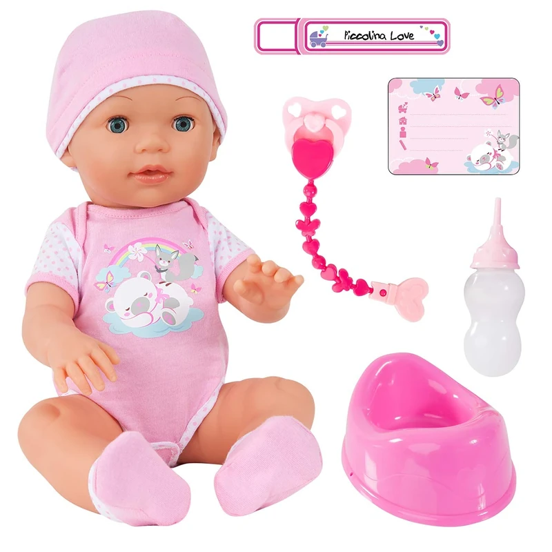 Bayer Design 94209AA Interactive doll Piccolina Love, drink and wet, blinking eyes, moves mouth, accessory - for boys and girls, 3+ age