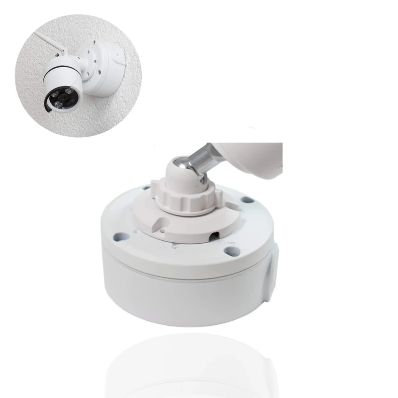 Safe2Home® Universal Camera Mounting Base for Storing All Cables for Wireless/POE Cameras - Video Camera/Surveillance Camera Mounting Box White - Image 1