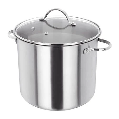 Judge Stainless Steel Stockpot with Glass Lid, Hollow Handles, 24cm, 8.5L Induction Ready, Oven Safe, Dishwasher Safe