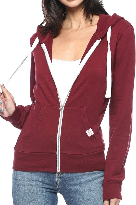 Urban Look Womens Active Long Sleeve Fleece Zip Up Hoodie with Plus Size - - Large