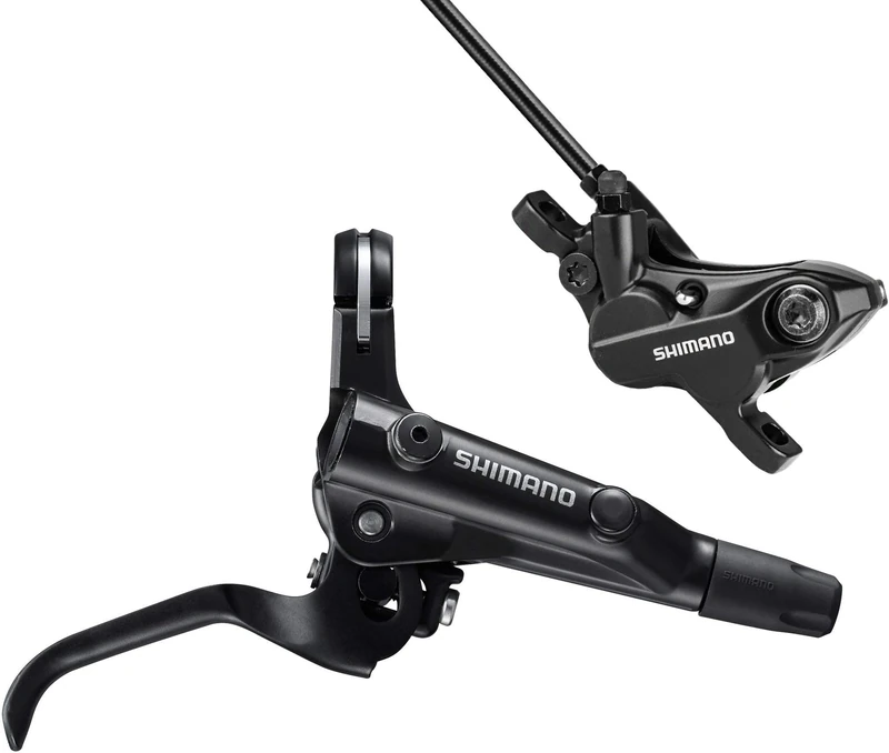 Shimano Deore BL-MT501 bled brake lever and BR-MT520 4 pot Post mount calliper, rear left