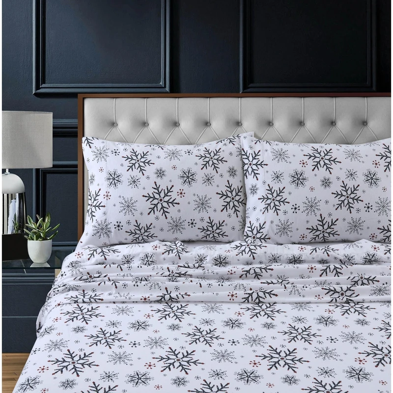 TRIBECA LIVING LISNOSHEETTWDB Deep Pocket Sheet Set, Twin, Lit It Snow