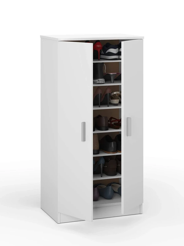 Dmora - 2 doors Multipurpose cabinet Alcudia, Multifunctional furniture, Shoe cabinet, Wardrobe for shoes, 55x35 h108 cm, Matte white