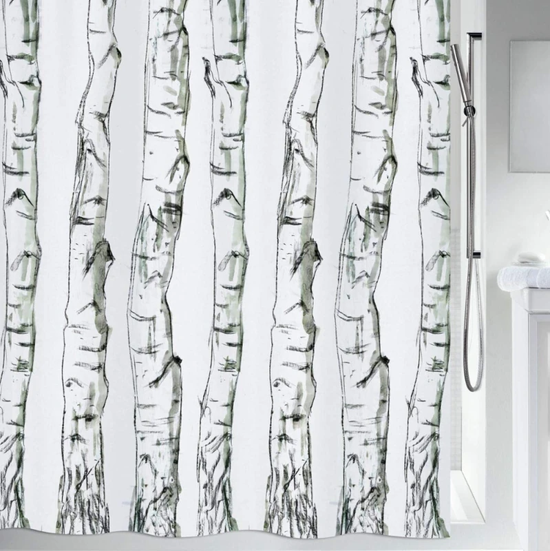 SPIRELLA Wood Collection Textile Shower Curtain, 180 x 200, 100% Polyester, Black