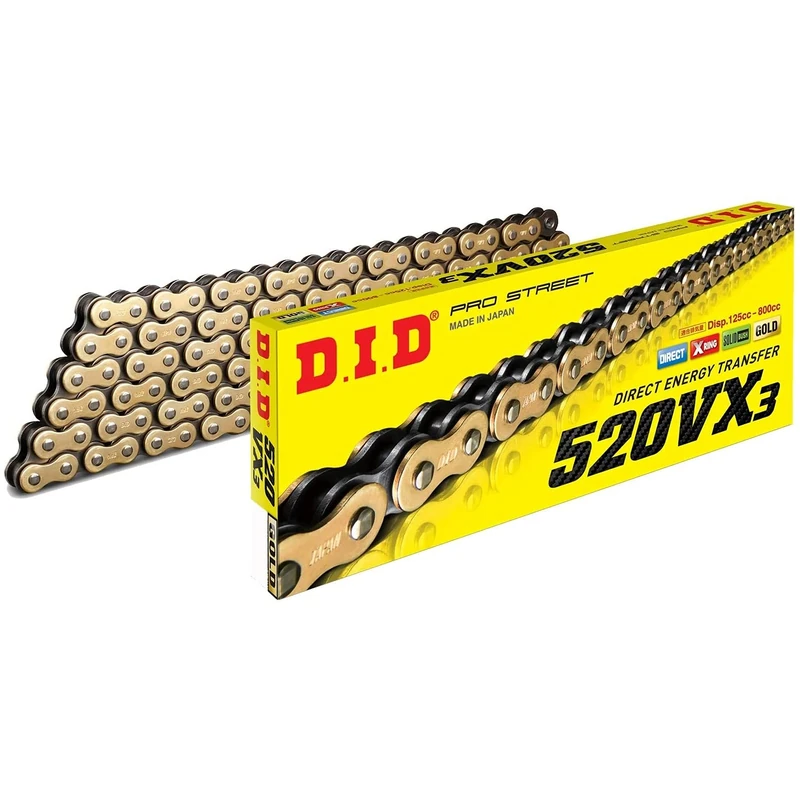 DID 450624var-a2 - chain with rivet closure 520vx3 COLOR DORADO/ORO LINKS 108